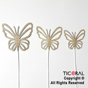CAKE TOPPER MARIPOSA GIBRE BEIGE CON PINCHE X 10 UNIDADES